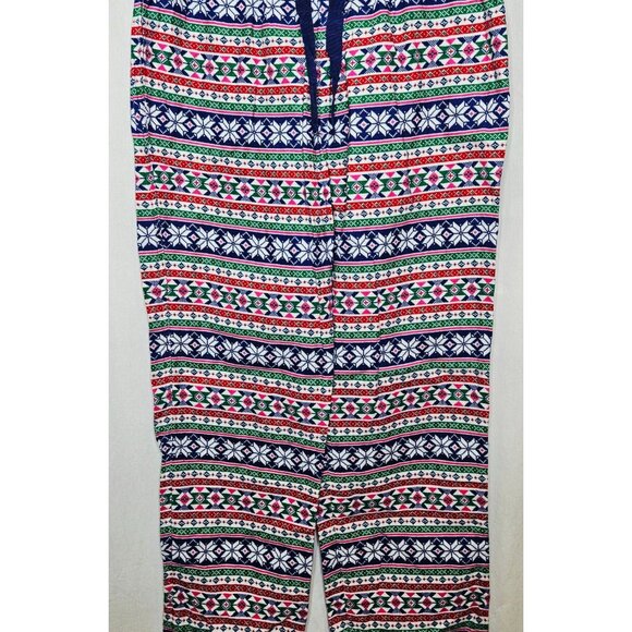 Lands' End Womens Holiday Fair Isle Pajama Set Long Sleeve Top Pants Medium Tall - Picture 8 of 12